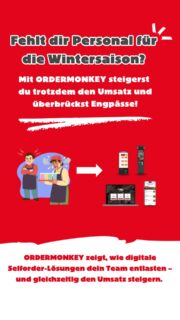 ❄️ Die Wintersaison startet – aber das Personal fehlt? ⚡ Mit ORDERMONKEY schliesst du die Lücke: Digitale Selforder-Lösungen halten den Betrieb am Laufen und steigern gleichzeitig den Umsatz

Weniger Personal, mehr Stress – das ist für viele Betriebe längst Realität. Doch die Lösung ist längst da: digitale Unterstützung im Service.

Mit Selforder-Terminals und der QR-Webapp übernehmen Systeme die Bestellaufnahme automatisch – klar, schnell und effizient. Gäste bestellen selbst, zahlen direkt und werden per SMS-Notification oder mit Abholbildschirm informiert, sobald ihre Bestellung bereit ist. 📲

🍽️ Wie spare ich Personal, ohne Qualität zu verlieren?
Selfordering ersetzt die physische Bestellaufnahme. Weniger Laufwege, weniger Fehler, weniger Wartezeiten – und dein Team hat endlich wieder Zeit für das, was zählt: persönliche Betreuung und Qualität am Gast. ⚡

💰 Wie bringt Selforder mehr Umsatz?
Digitale Systeme denken mit. Intelligentes Upselling zeigt Gäste genau im richtigen Moment passende Zusatzoptionen – ob Extra-Drink, Dessert oder Upgrade. So entsteht automatisch mehr Umsatz, ohne zusätzlichen Aufwand.

Das Ergebnis: weniger Stress, mehr Effizienz – und ein Gästeerlebnis, das überzeugt.

Selforder mit ORDERMONKEY – digital, effizient, zukunftssicher. 🚀

Sichere dir jetzt deine kostenlose Demo unter www.ordermonkey.com